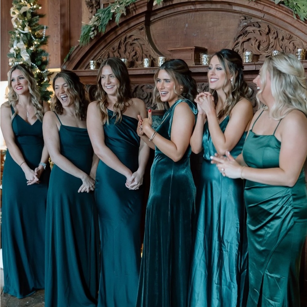 Birdy Grey satin emerald green dress